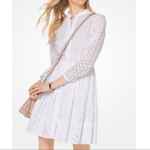 Michael Kors L/S eyelet dress in white